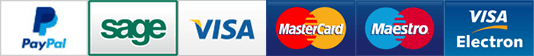 Paypal, Sage, Visa, Mastercard, Maestro, Visa Electron & Delta